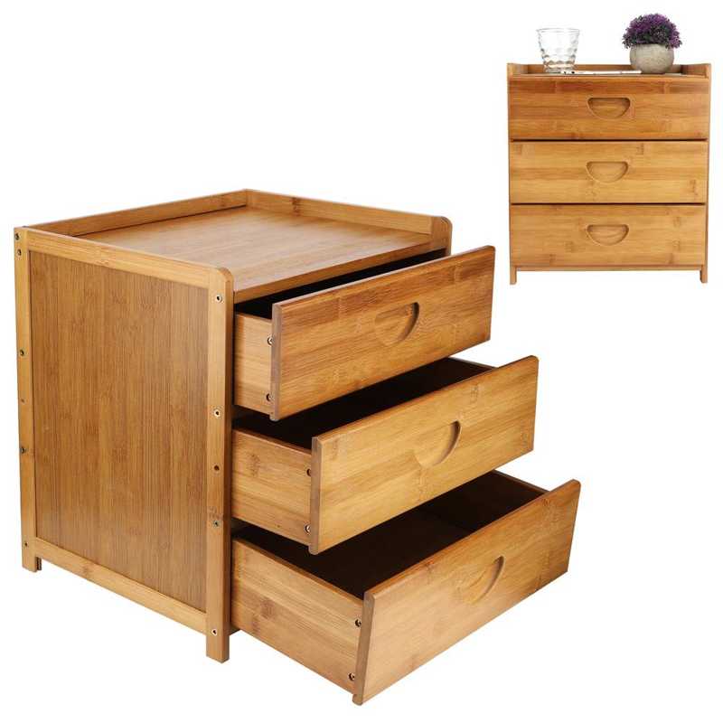 Home Furniture Bedside Table Bedstand Cabinet Bedroom Storage Furniture Organizer with 3 Drawers Bedroom Home Furniture