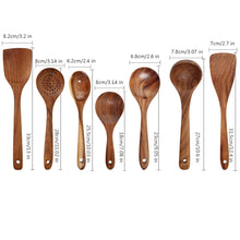 Load image into Gallery viewer, 1-7pcs/set Teak Natural Wood Tableware Kitchen Tool kit Ladle Turner Rice Colander Soup Skimmer Cooking Spoon Reusable
