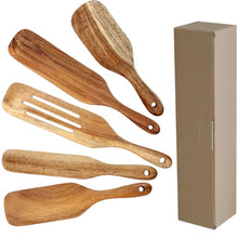 Load image into Gallery viewer, 1-7pcs/set Teak Natural Wood Tableware Kitchen Tool kit Ladle Turner Rice Colander Soup Skimmer Cooking Spoon Reusable
