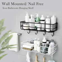 Load image into Gallery viewer, Wall Mounted Bathroom Shelves Floating Shelf Shower Hanging Basket Shampoo Holder WC Accessories Kitchen Seasoning Storage Rack
