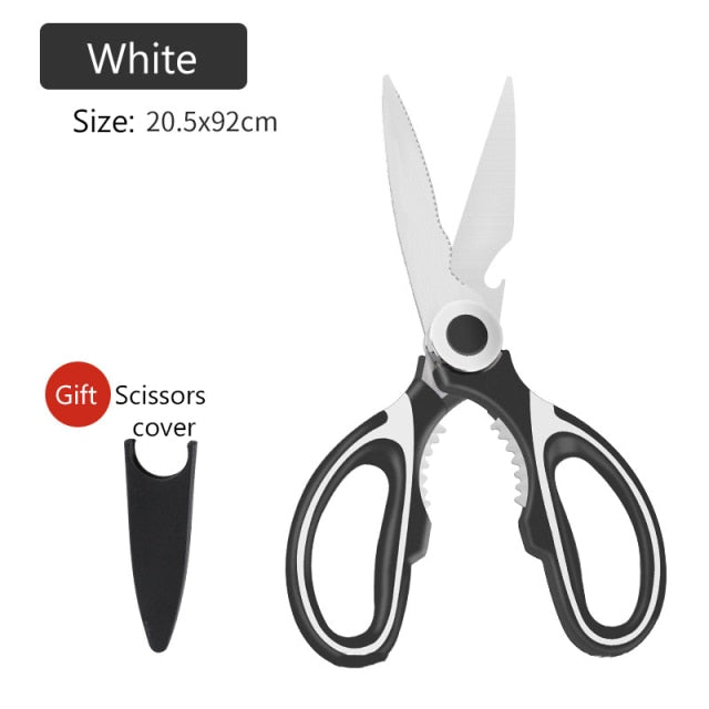 Multifunctional Kitchen Scissors Cutting Knife Plate Stainless Steel Kitchen Meat Cutting Scissors Chicken Bone Opening Bottle