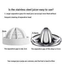 Load image into Gallery viewer, Portable lemon orange manual fruit juicer 304 stainless steel kitchen accessories tools citrus 100% raw hand pressed juice maker
