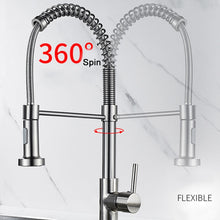 Load image into Gallery viewer, Deck Mounted Flexible Kitchen Faucets Pull Out Mixer Tap Black Hot Cold Kitchen Faucet Spring Style with Spray Mixers Taps E9009
