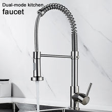 Load image into Gallery viewer, Deck Mounted Flexible Kitchen Faucets Pull Out Mixer Tap Black Hot Cold Kitchen Faucet Spring Style with Spray Mixers Taps E9009
