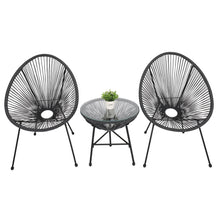 Load image into Gallery viewer, Outdoor Patio Furniture, Bistro Set with 2 Chairs and Glass Top Table, Gray, US Warehouse, 3 Piece
