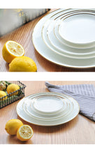 Load image into Gallery viewer, Gold Edge Ceramic Plate Dish White Porcelain Tableware Western-style Dinner Dishes and Plates Sets
