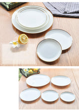 Load image into Gallery viewer, Gold Edge Ceramic Plate Dish White Porcelain Tableware Western-style Dinner Dishes and Plates Sets
