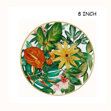 Load image into Gallery viewer, Western Bone China Round Plate Creative Forest Dessert Series Set Leaves, flowers, Restaurant and Home Use Coffee Set And Bowl
