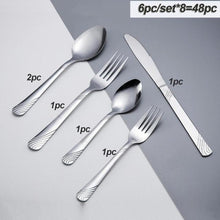 Load image into Gallery viewer, 48 Pieces Dinnerware Set Cutlery Stainless Steel Western Tableware Traditional Classic Dinner Suit Knife Fork Restaurant Dining
