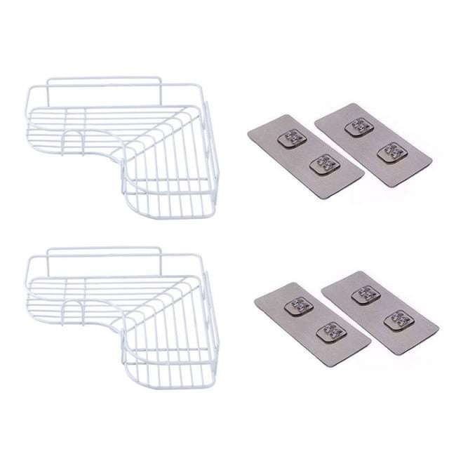 1/2 pcs Iron Bathroom Storage Rack Metal Punch-Free Wall-mounted Basket Shampoo Place Home Storage Rack Holder With Suction Cup